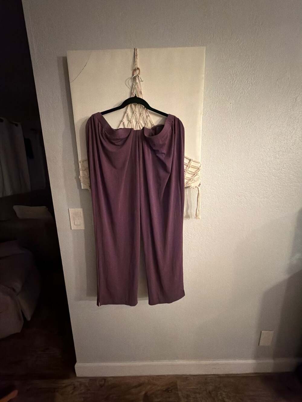 Simonton Says by George Simonton Purple Textured Wide Leg Drape Pants